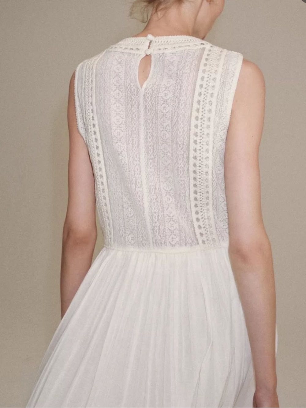 Zara Cream Crochet Bodice Maxi Dress - Picture 5 of 9